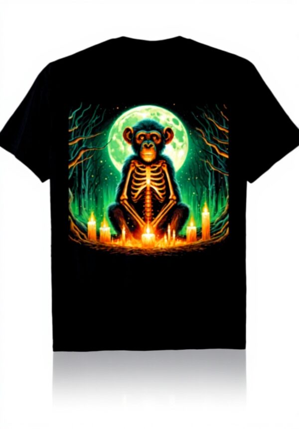 T-shirt squelette Bonobo Halloween art fantaisie adulte