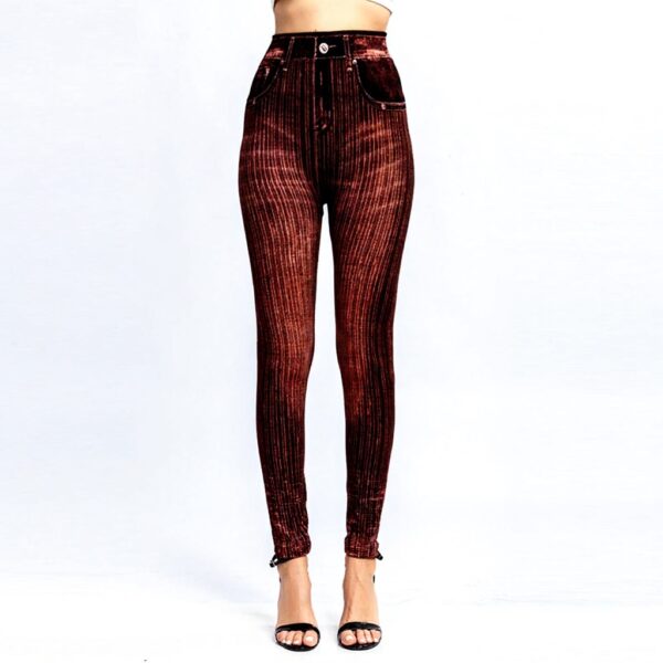 Uwdiohq Leggings Femme Élastique Imitation Denim Sport Yoga