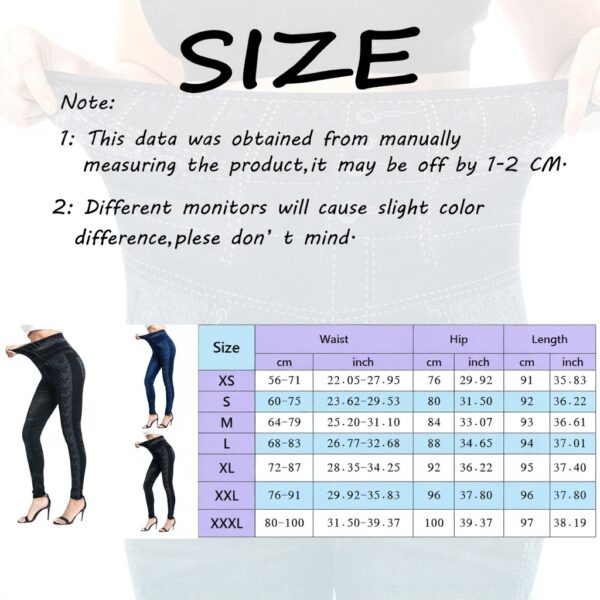 Uwdiohq Leggings Femme Élastique Imitation Denim Sport Yoga