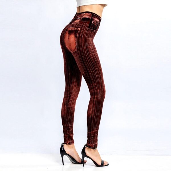 Uwdiohq Leggings Femme Élastique Imitation Denim Sport Yoga