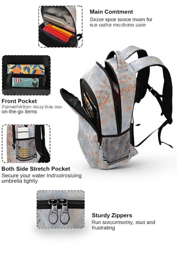 Sac à dos Vnurnrn marbre granit cuivre métallique école