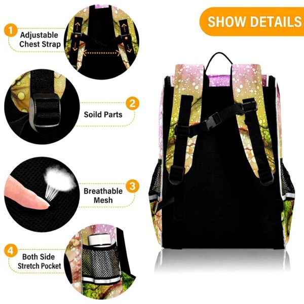 Sac à dos enfant Vnurnrn marbre granit design arc-en-ciel