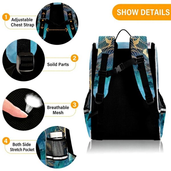 Vnurnrn Sac à Dos Enfant Marbre Granite Oiseau Mer Lune