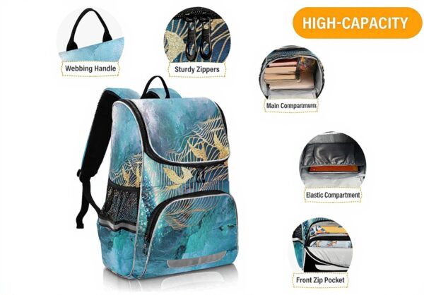 Vnurnrn Sac à Dos Enfant Marbre Granite Oiseau Mer Lune