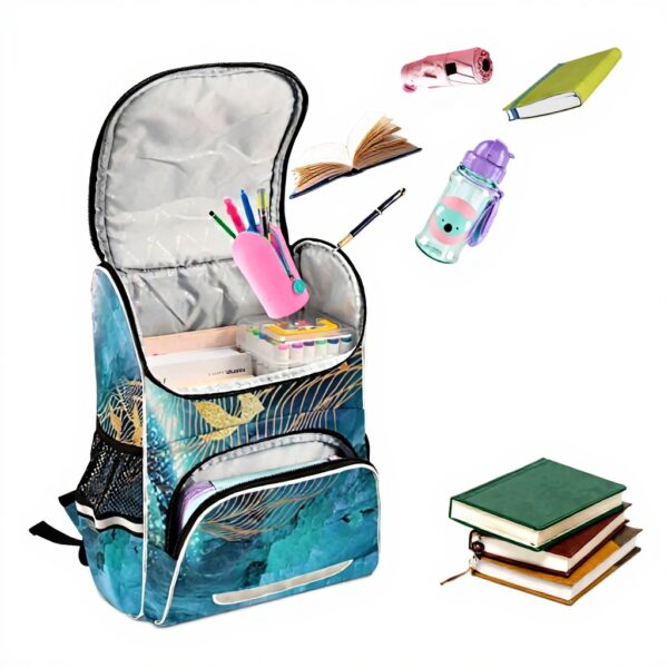 Vnurnrn Sac à Dos Enfant Marbre Granite Oiseau Mer Lune