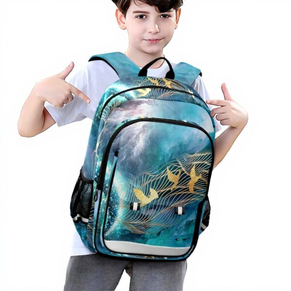 Sac à dos Vnurnrn marbre granite oiseau mer lune enfants