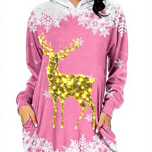 WVONIF Robe Pull Noël Femme Imprimé Verre à Vin Manches