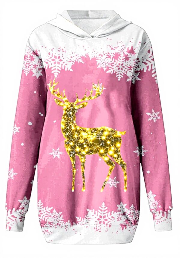 WVONIF Robe Pull Noël Femme Imprimé Verre à Vin Manches