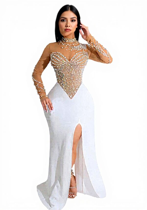 WVONIF Robe longue maille strass soirée femme grande taille