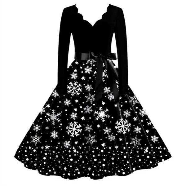 Robe femme vintage WVONIF manches longues col V fêtes