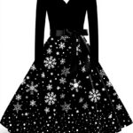 Robe femme vintage WVONIF manches longues col V fêtes