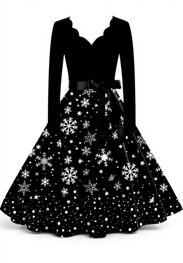 Robe femme vintage WVONIF manches longues col V fêtes