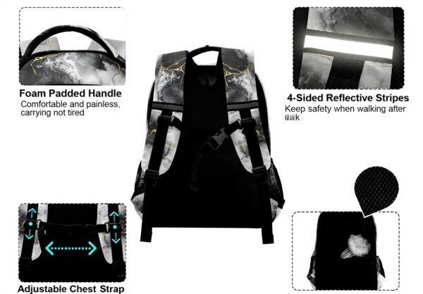 Sac à dos enfant Wzzzsun granit marbre réfléchissant école