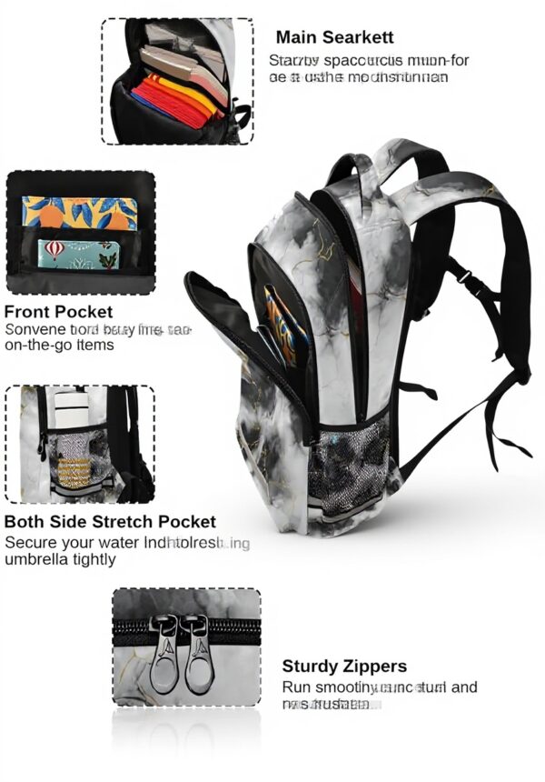 Sac à dos enfant Wzzzsun granit marbre réfléchissant école