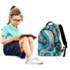 Wzzzsun Granit Marbre Nature Turquoise Sac à Dos Cartable Fille Garcon Enfant Réfléchissante, Sac école Ordinateur Portable de Voyage pour Femme Homme