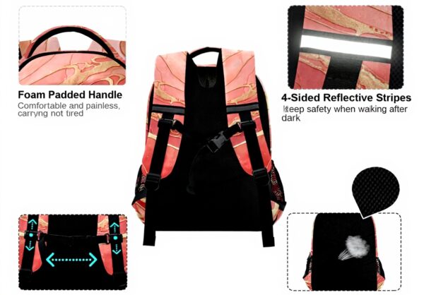Sac à dos enfant granit marbre rose Wzzzsun réfléchissant