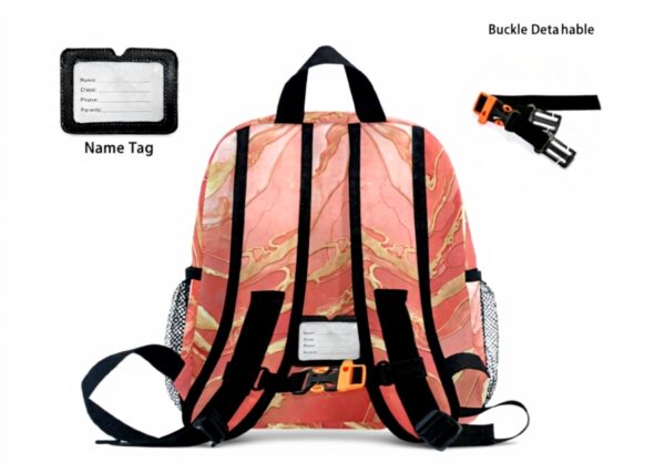 Sac à dos enfant Wzzzsun impression granit marbre rose école