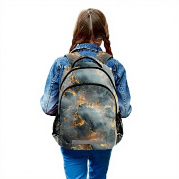 Wzzzsun Sac à Dos Enfant Marbre Granit Cuivre Réfléchissant