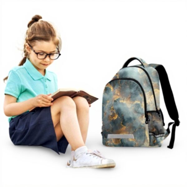 Wzzzsun Sac à Dos Enfant Marbre Granit Cuivre Réfléchissant