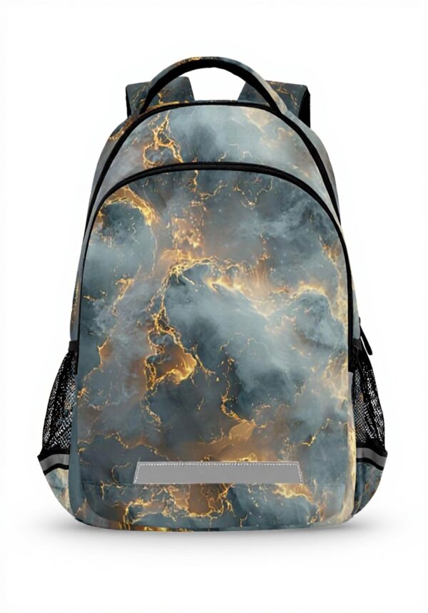 Wzzzsun Sac à Dos Enfant Marbre Granit Cuivre Réfléchissant