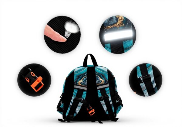 Sac à dos enfant Wzzzsun marbre turquoise granit école