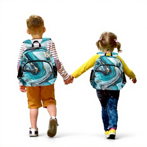 Sac à dos enfant Wzzzsun marbre turquoise granit école