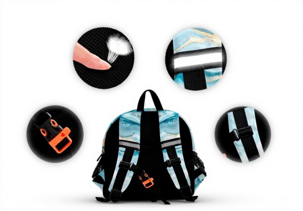 Sac à dos enfant Wzzzsun marbre turquoise granit maternelle