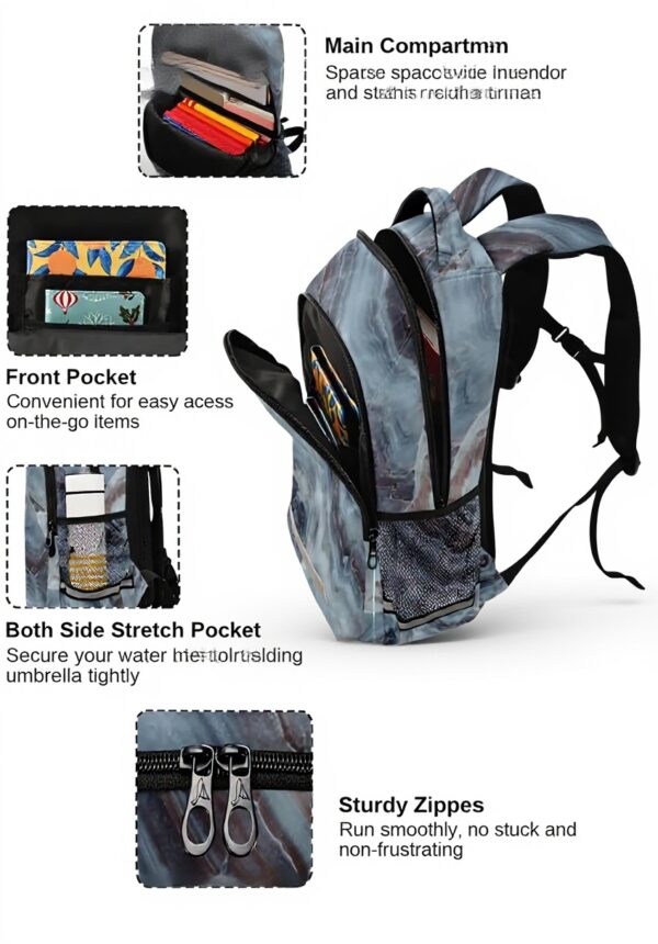 Sac à dos enfant Wzzzsun granit marbre réfléchissant école