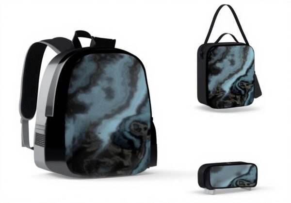 Ensemble sac à dos scolaire YsoLda 3 pièces granit sarcelle